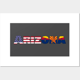 Arizona State Flag/ American Flag Posters and Art